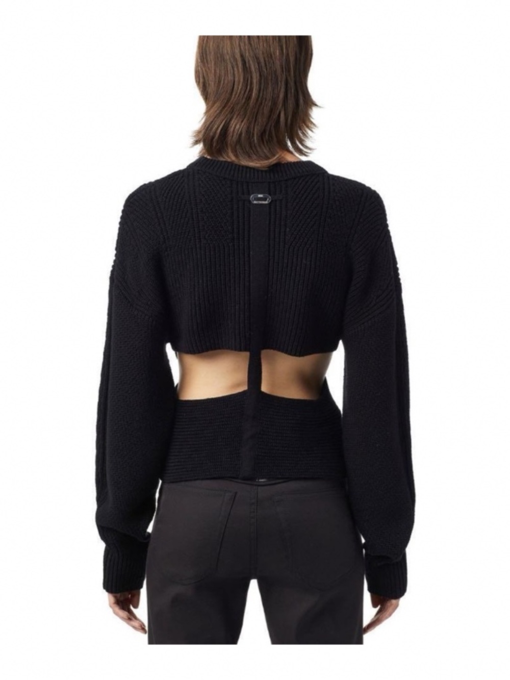 Diesel Black Ribbed cross front chunky Sweater XS
